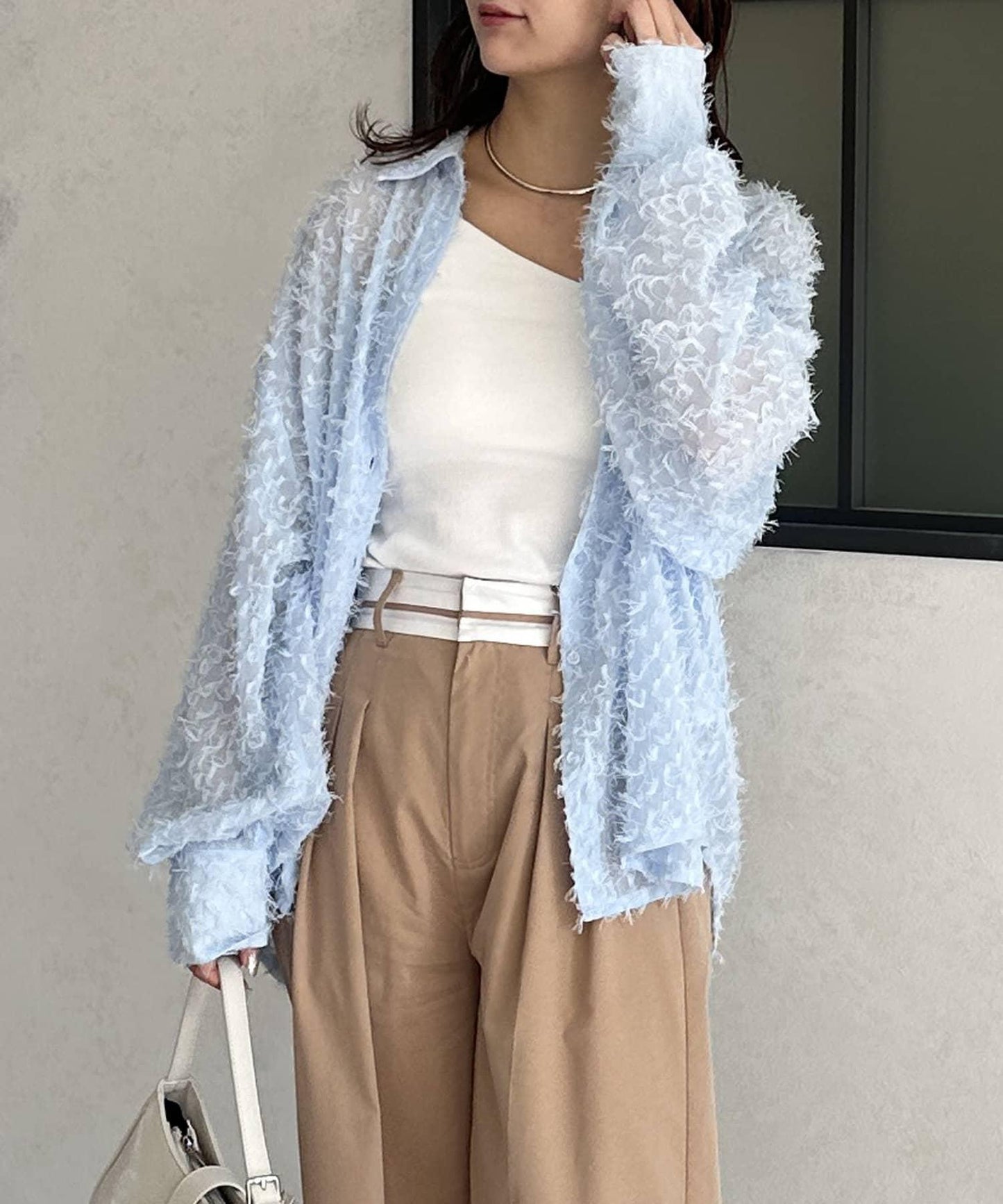 流蘇透視襯衫