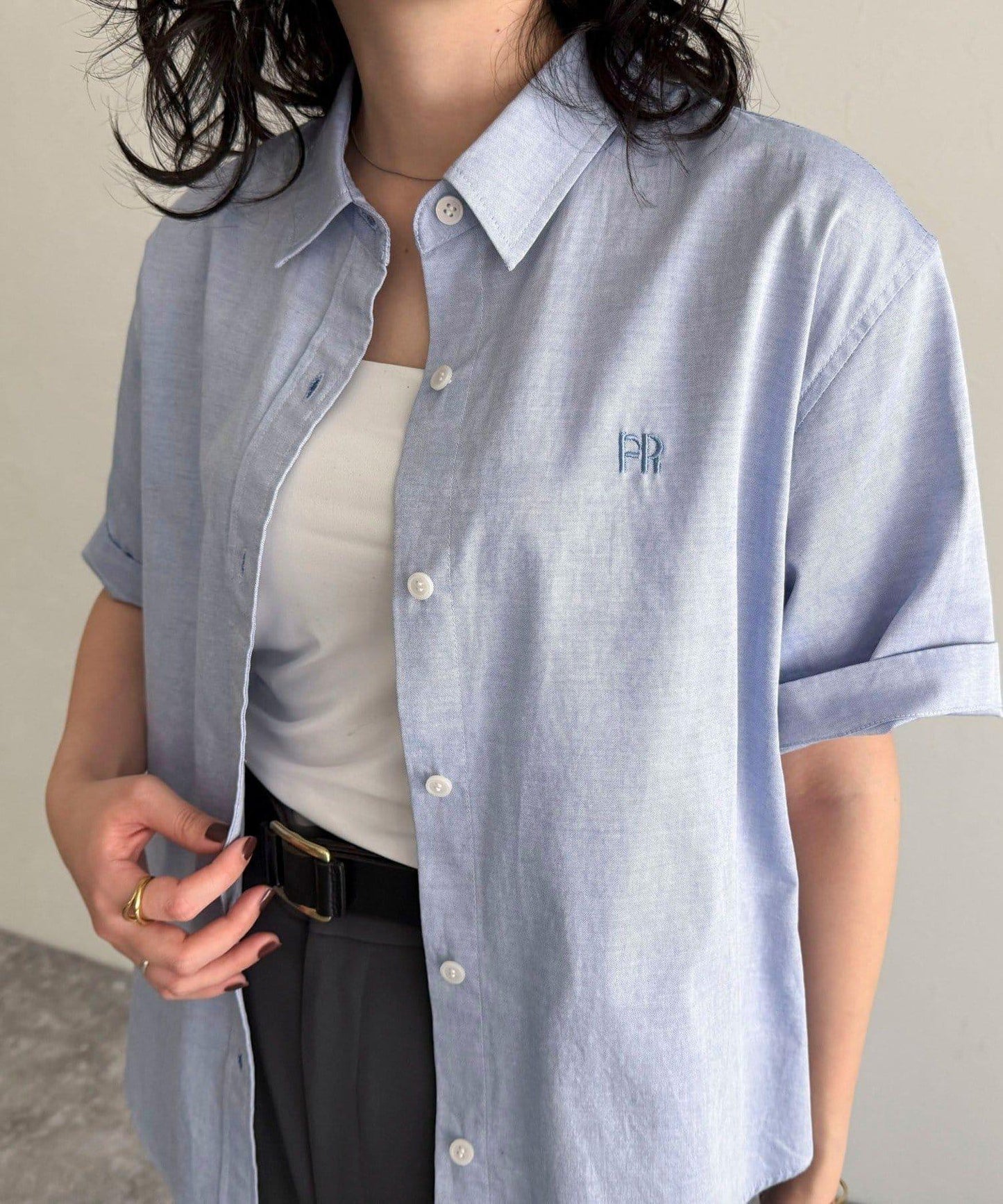FR刺繡短袖襯衫