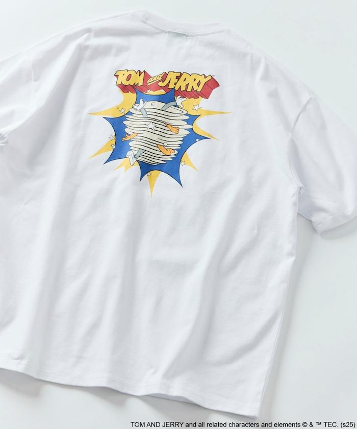 TOM&JERRY / 《貓和老鼠》 聯名 大尺寸 印花背面 圓領 T恤 【限定推出】