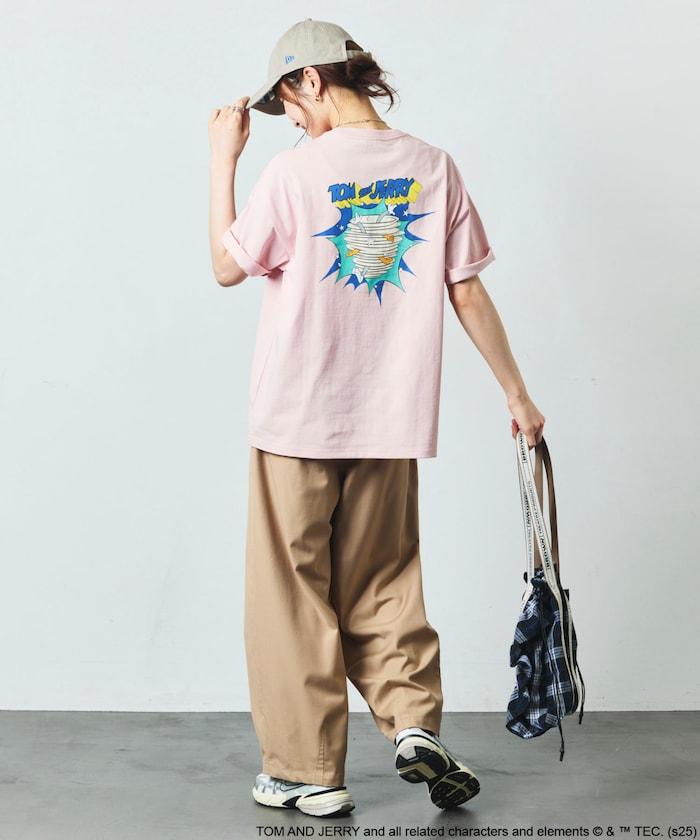TOM&JERRY / 《貓和老鼠》 聯名 大尺寸 印花背面 圓領 T恤 【限定推出】