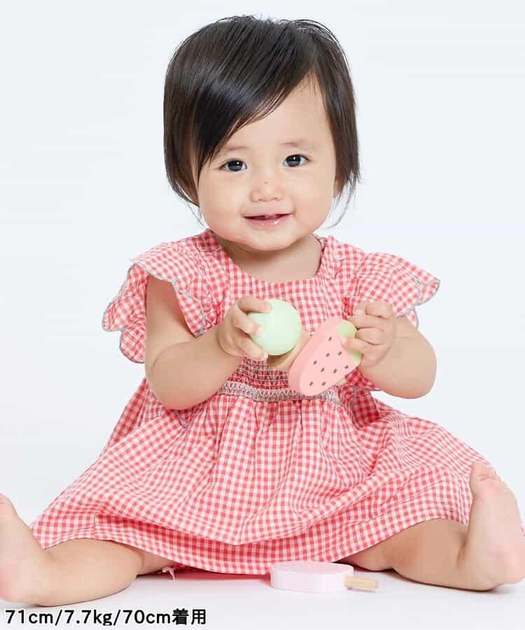【連衣裙】少女風格格紋嬰兒套裝