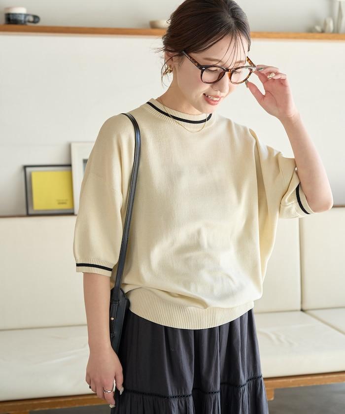 夏季針織連衣裙 線條 短袖 T恤(可手洗)