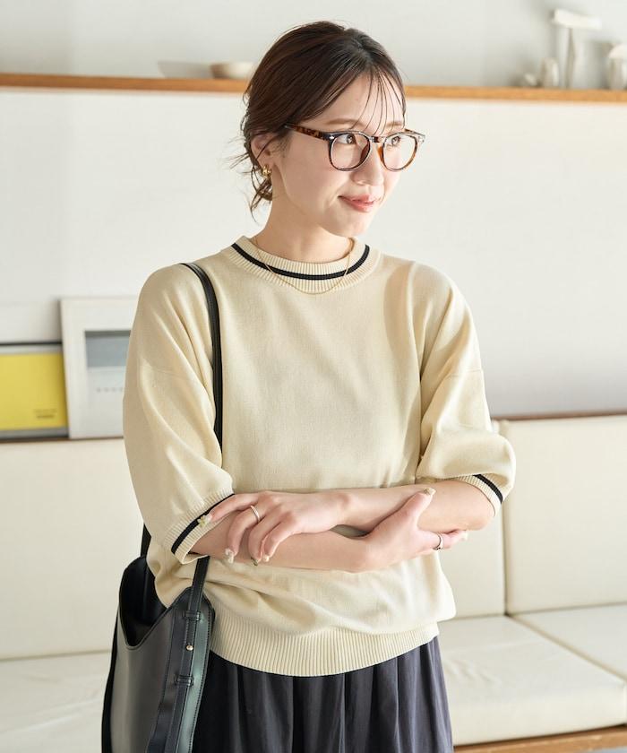 夏季針織連衣裙 線條 短袖 T恤(可手洗)