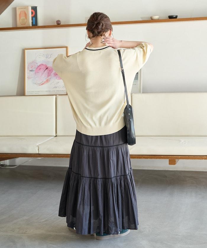 夏季針織連衣裙 線條 短袖 T恤(可手洗)