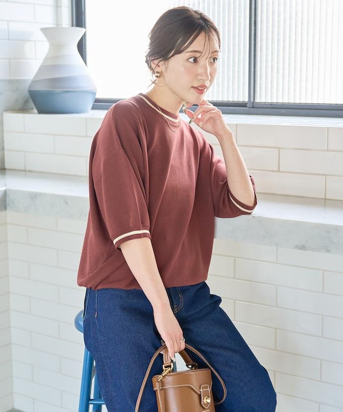 夏季針織連衣裙 線條 短袖 T恤(可手洗)