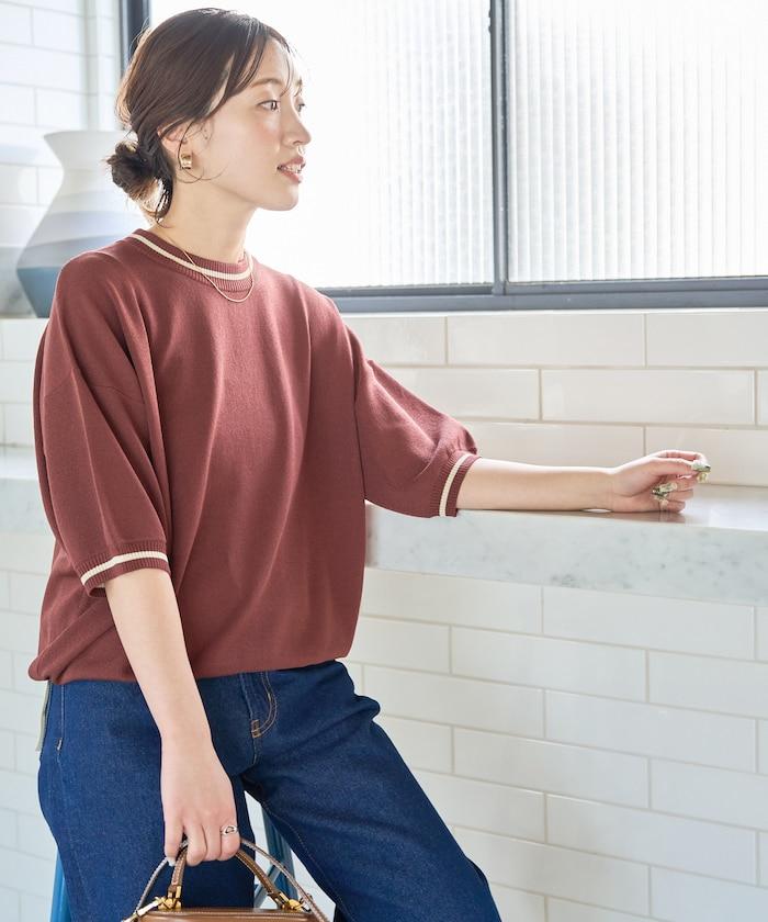 夏季針織連衣裙 線條 短袖 T恤(可手洗)