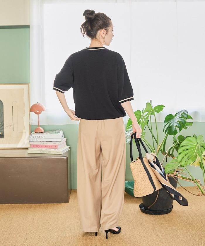 夏季針織連衣裙 線條 短袖 T恤(可手洗)