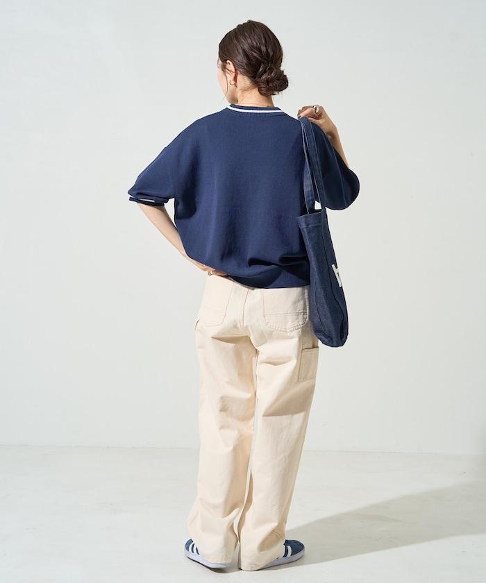 夏季針織連衣裙 線條 短袖 T恤(可手洗)