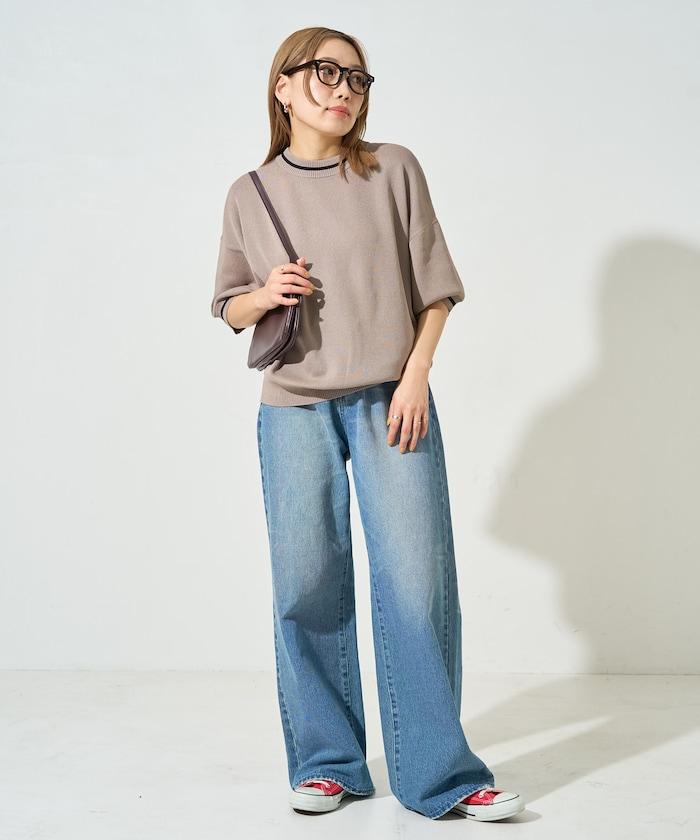 夏季針織連衣裙 線條 短袖 T恤(可手洗)