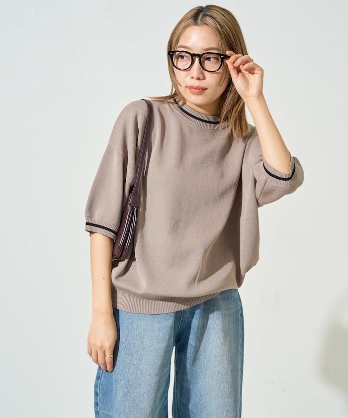 夏季針織連衣裙 線條 短袖 T恤(可手洗)