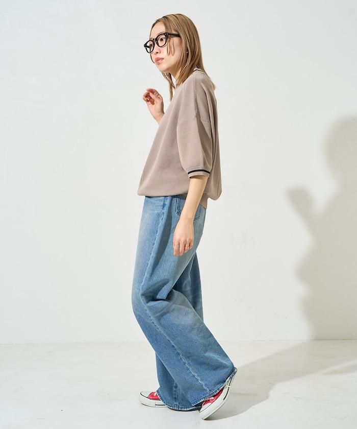 夏季針織連衣裙 線條 短袖 T恤(可手洗)