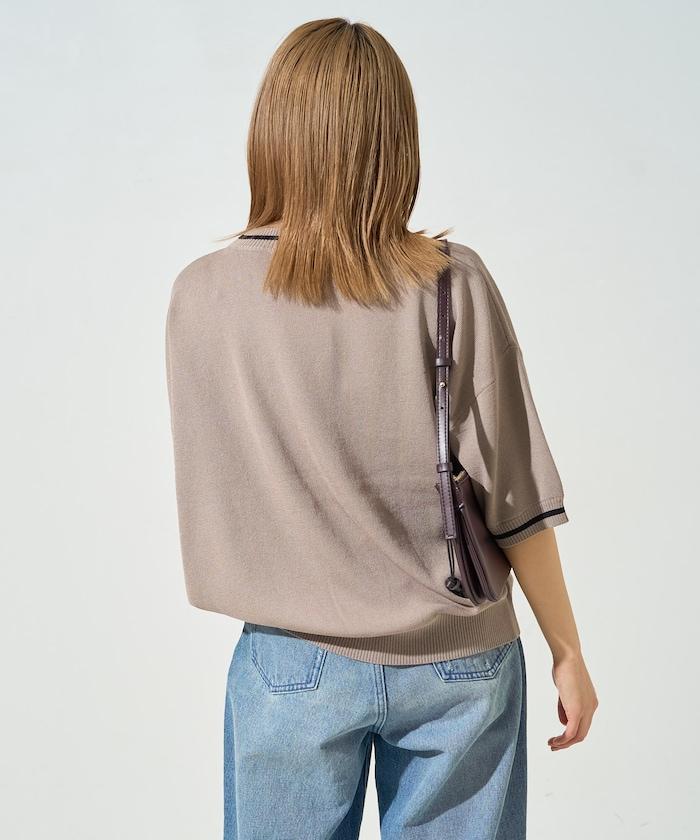 夏季針織連衣裙 線條 短袖 T恤(可手洗)