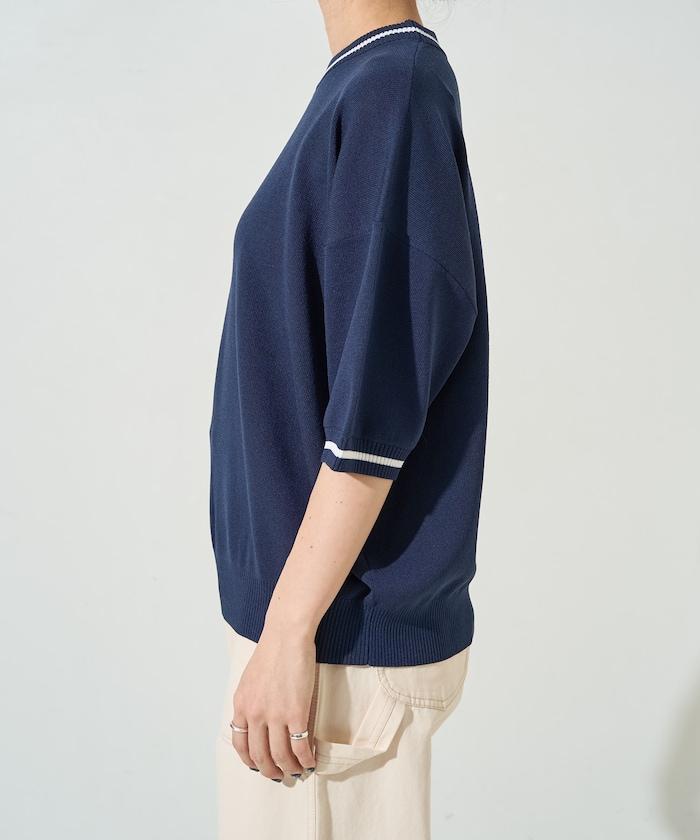 夏季針織連衣裙 線條 短袖 T恤(可手洗)