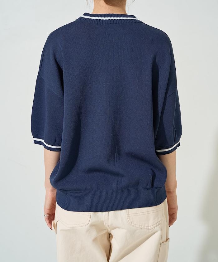 夏季針織連衣裙 線條 短袖 T恤(可手洗)