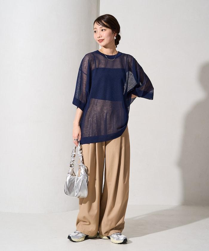 手洗可 混紡亞麻 透氣 半袖 TEE(針織)