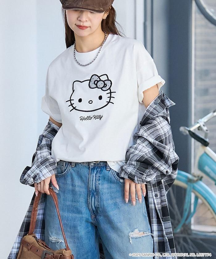 "HELLO KITTY/《Hello Kitty》" 異素材蝴蝶結T恤 限定推出
