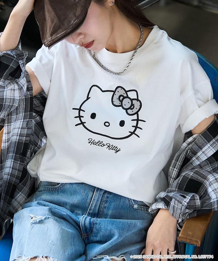"HELLO KITTY/《Hello Kitty》" 異素材蝴蝶結T恤 限定推出