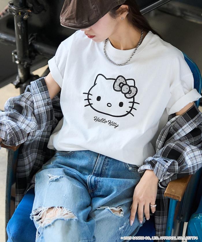 "HELLO KITTY/《Hello Kitty》" 異素材蝴蝶結T恤 限定推出