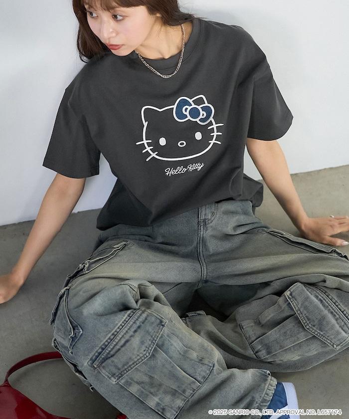 "HELLO KITTY/《Hello Kitty》" 異素材蝴蝶結T恤 限定推出