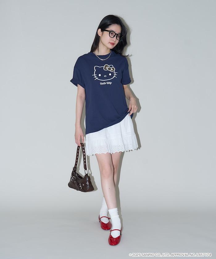 "HELLO KITTY/《Hello Kitty》" 異素材蝴蝶結T恤 限定推出