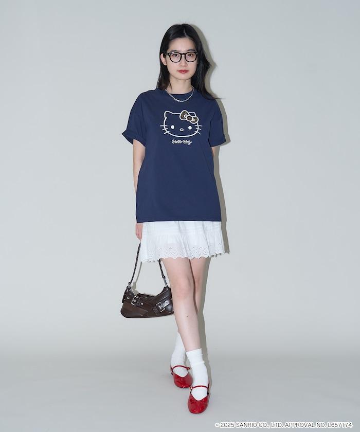 "HELLO KITTY/《Hello Kitty》" 異素材蝴蝶結T恤 限定推出
