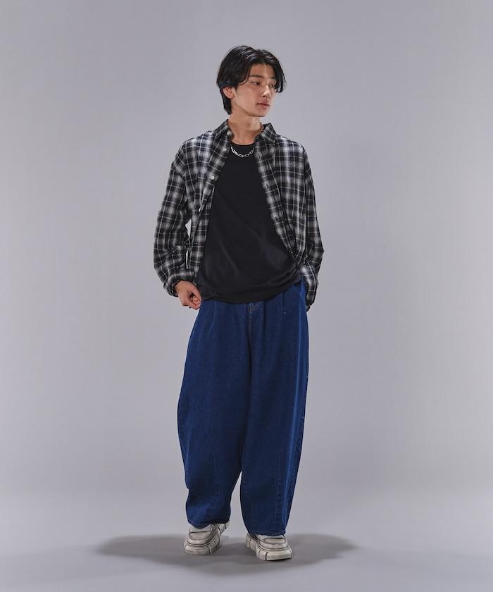 打褶斜紋褲