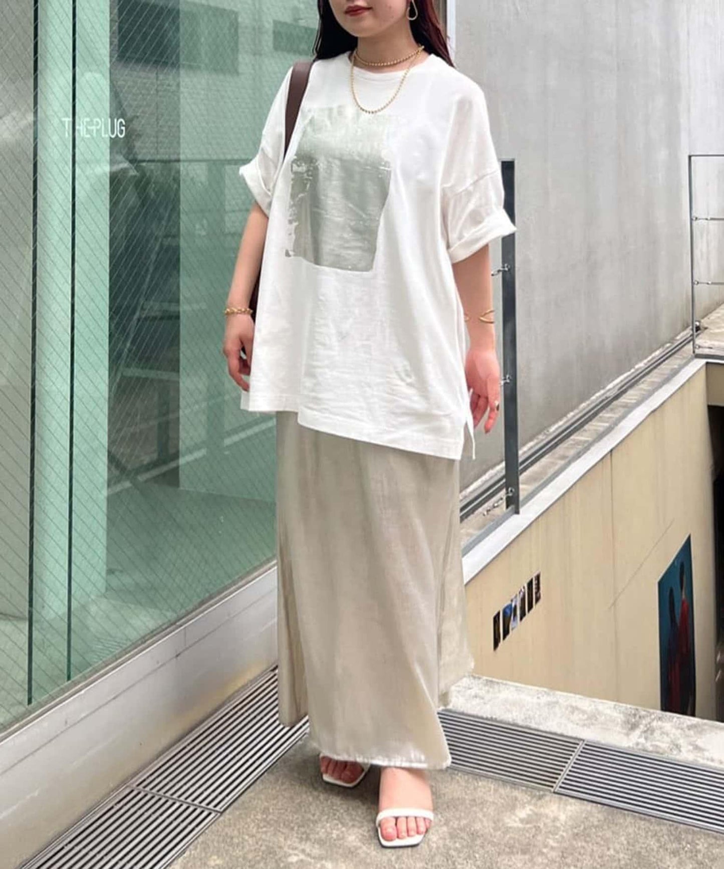 【NUNIFE/】箔印花大T-shirt