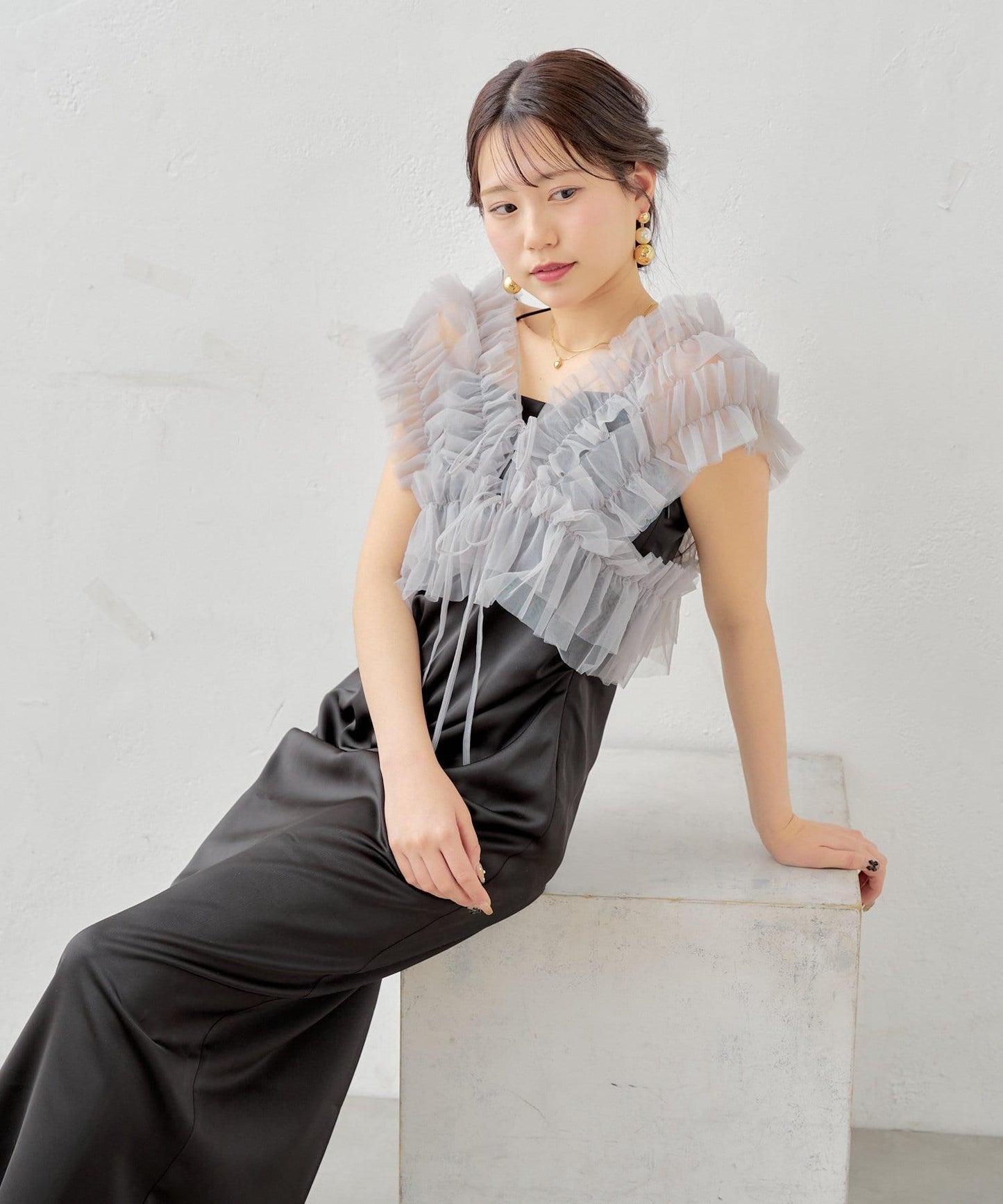 【SALON by Chico】蕾絲背心+吊帶連衣裙套裝