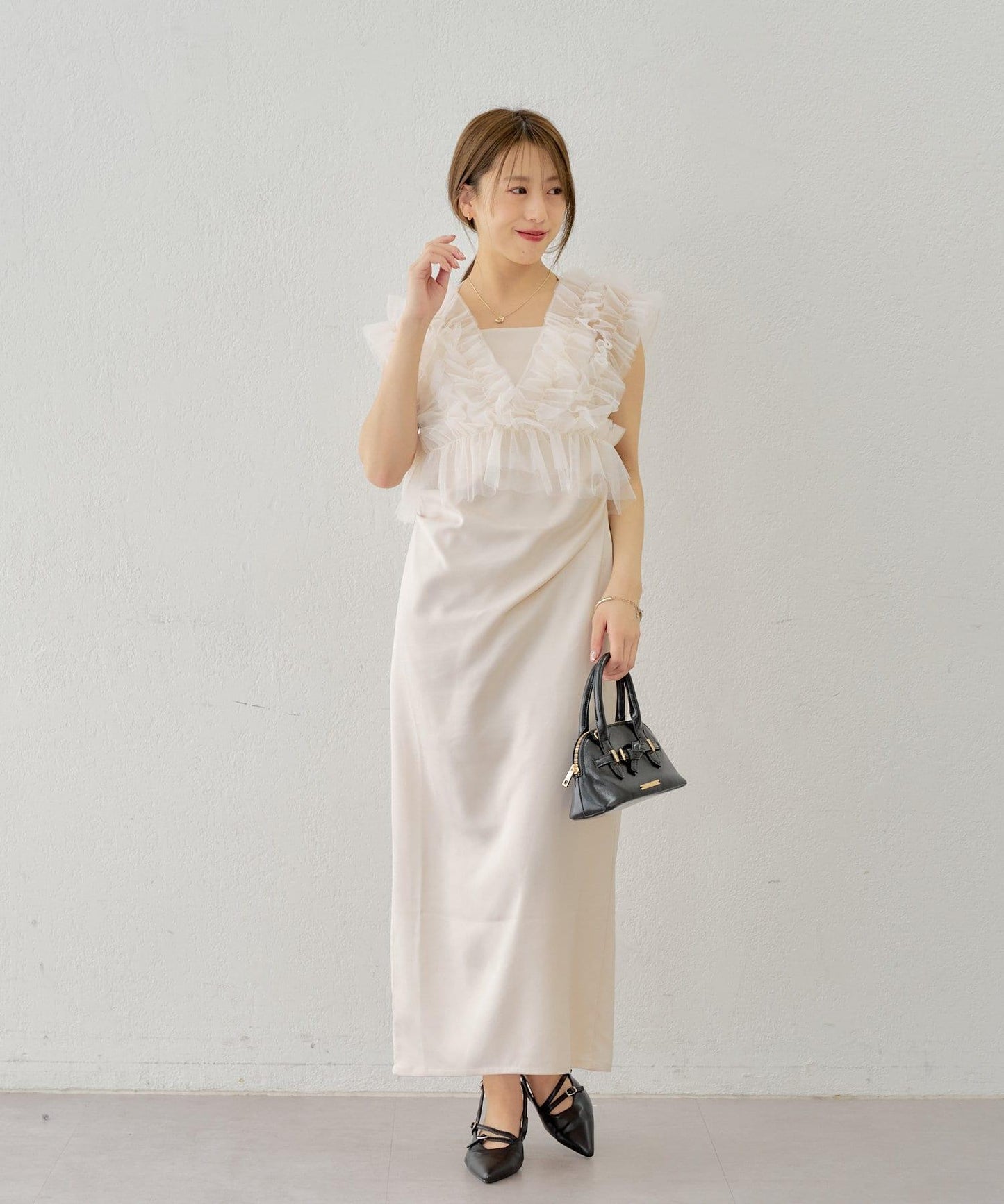 【SALON by Chico】蕾絲背心+吊帶連衣裙套裝