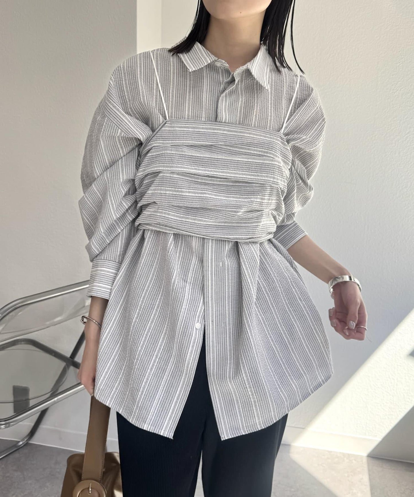 背心套裝大號襯衫