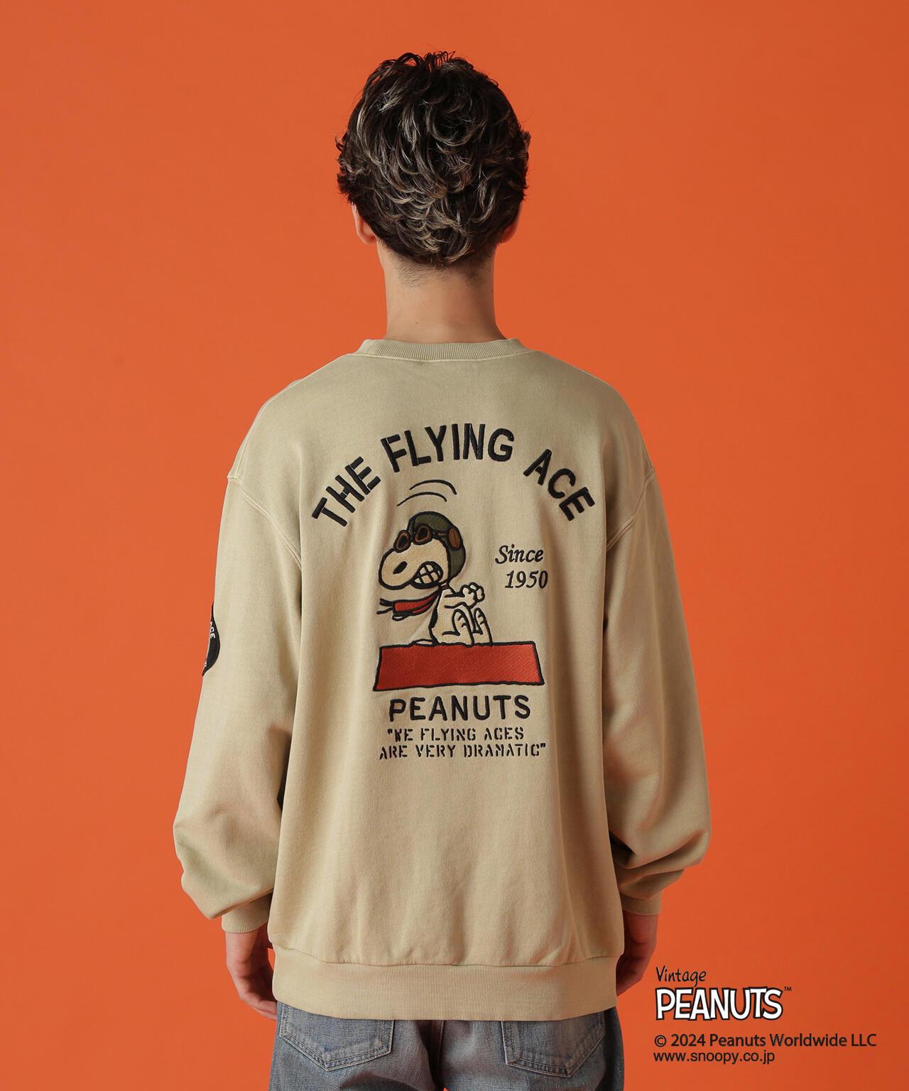 《AVIREX × 《PEANUTS》飛行員頭像印花圓領衛衣 / 圓領衛衣