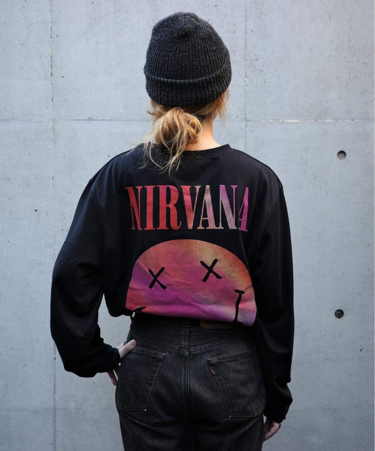 NIRVANA/涅槃 漸變笑臉 長袖T恤 襯衫