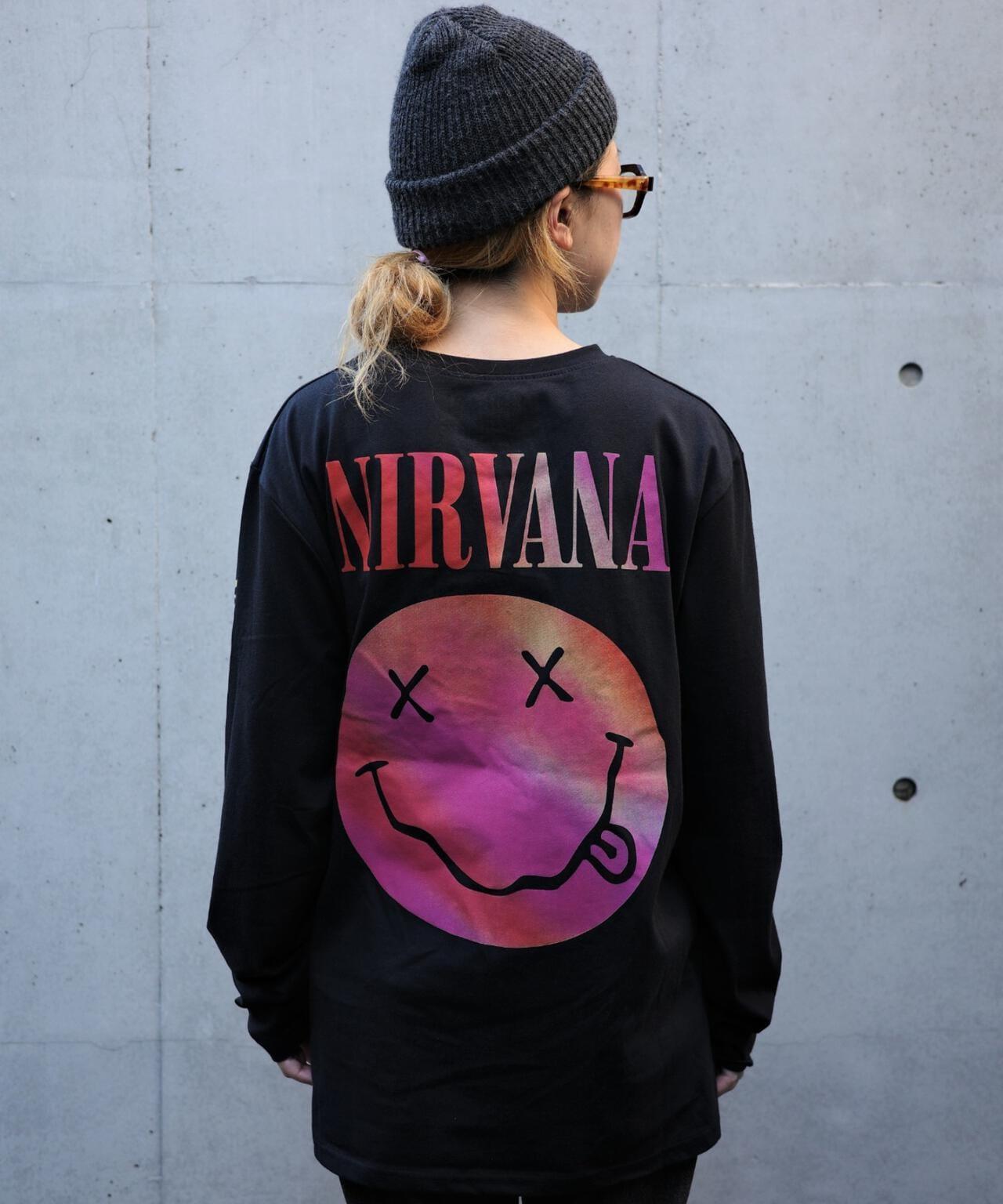 NIRVANA/涅槃 漸變笑臉 長袖T恤 襯衫