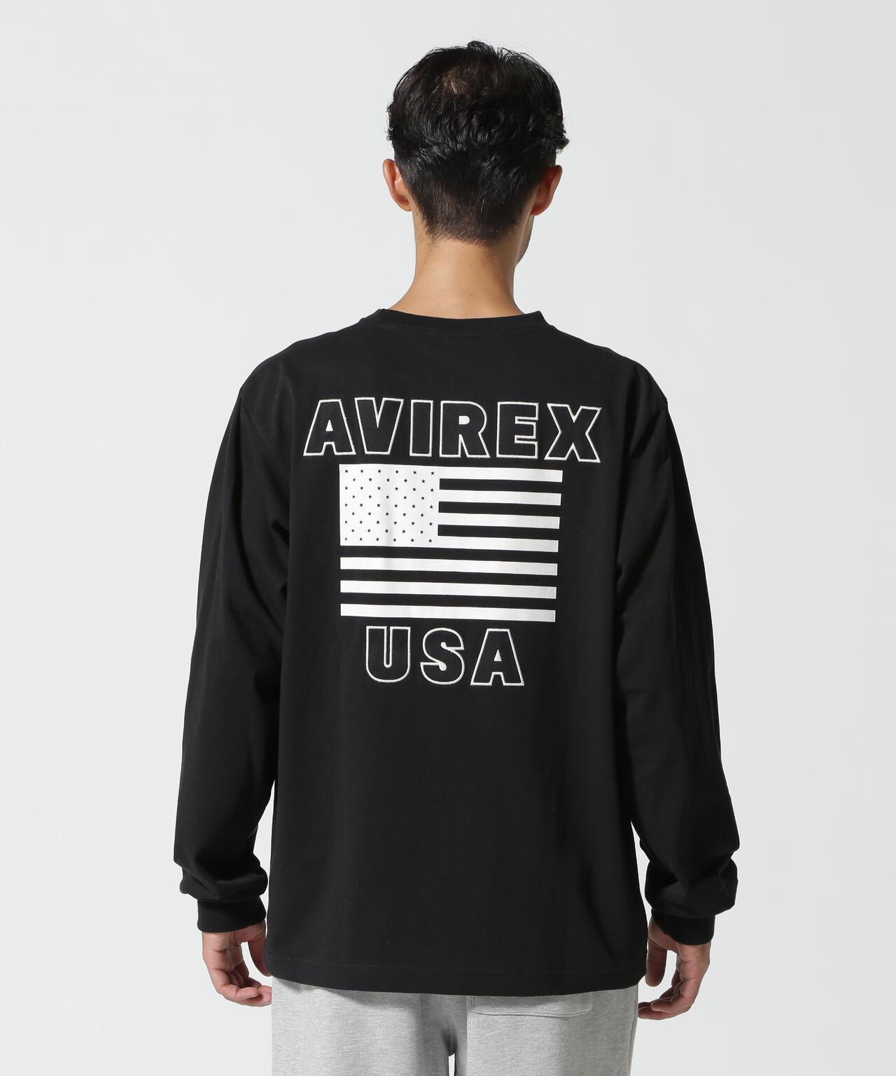 《&DEPOT限定》美國國旗印花長袖T恤 / 美國國旗長袖T恤 / AVIREX