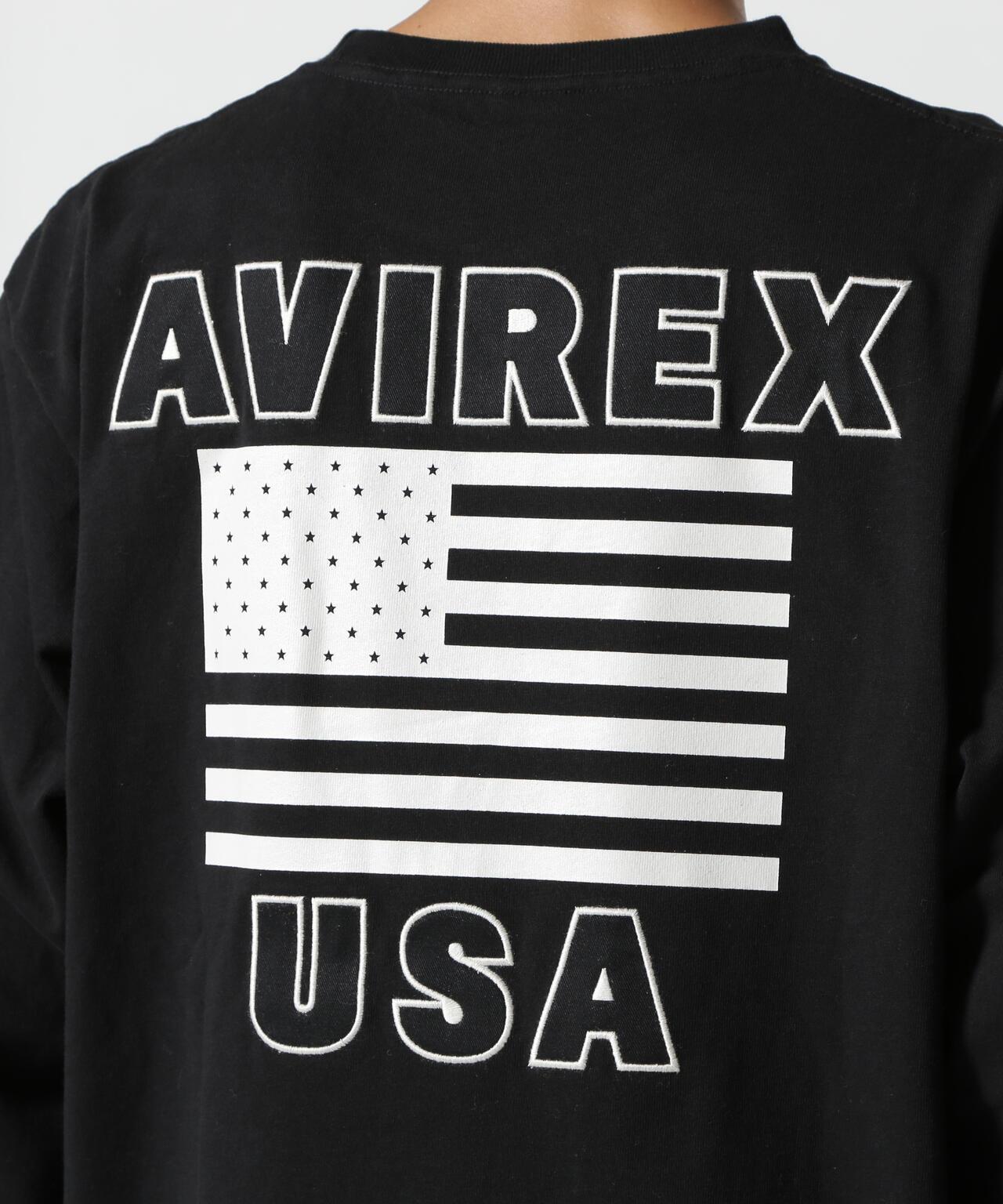 《&DEPOT限定》美國國旗印花長袖T恤 / 美國國旗長袖T恤 / AVIREX
