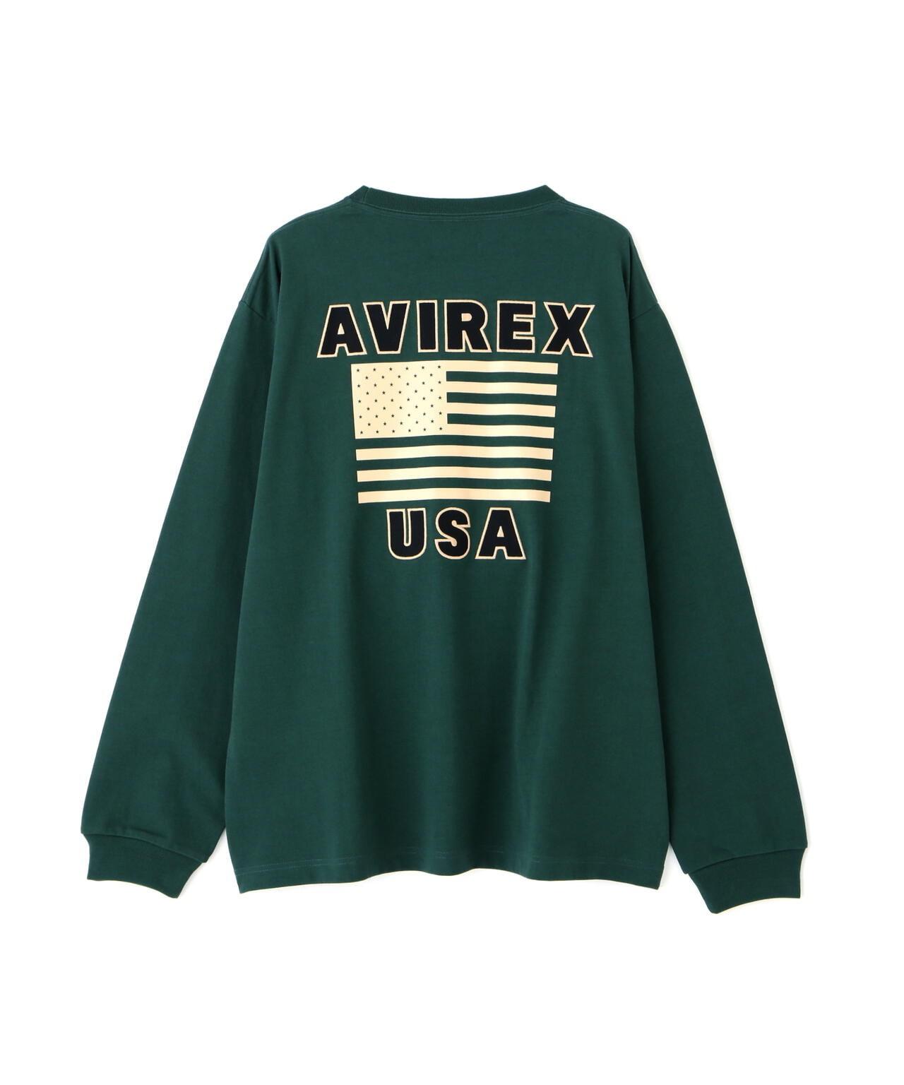 《&DEPOT限定》美國國旗印花長袖T恤 / 美國國旗長袖T恤 / AVIREX