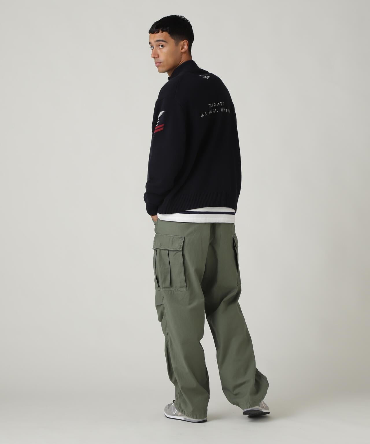 海軍立領拉鍊針織夾克