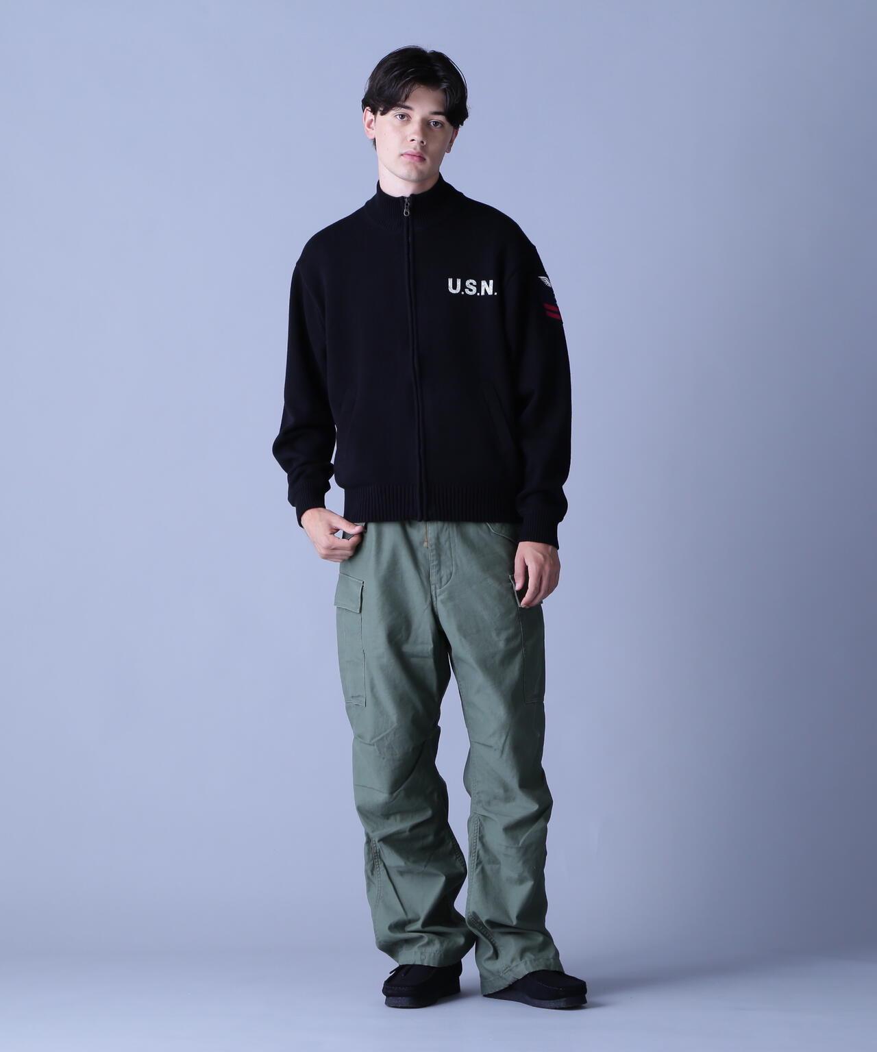 海軍立領拉鍊針織夾克