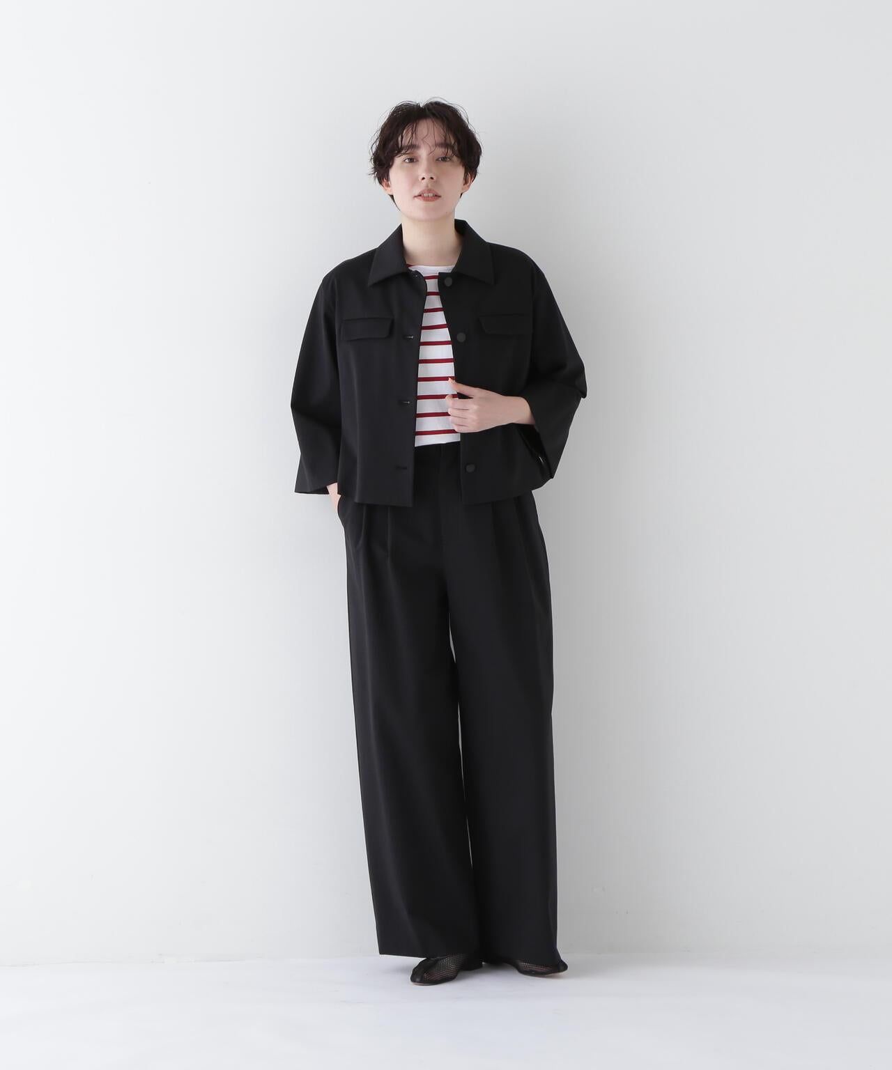 【福田麻琴女士聯名款】棉尼龍平紋ST折褶褲