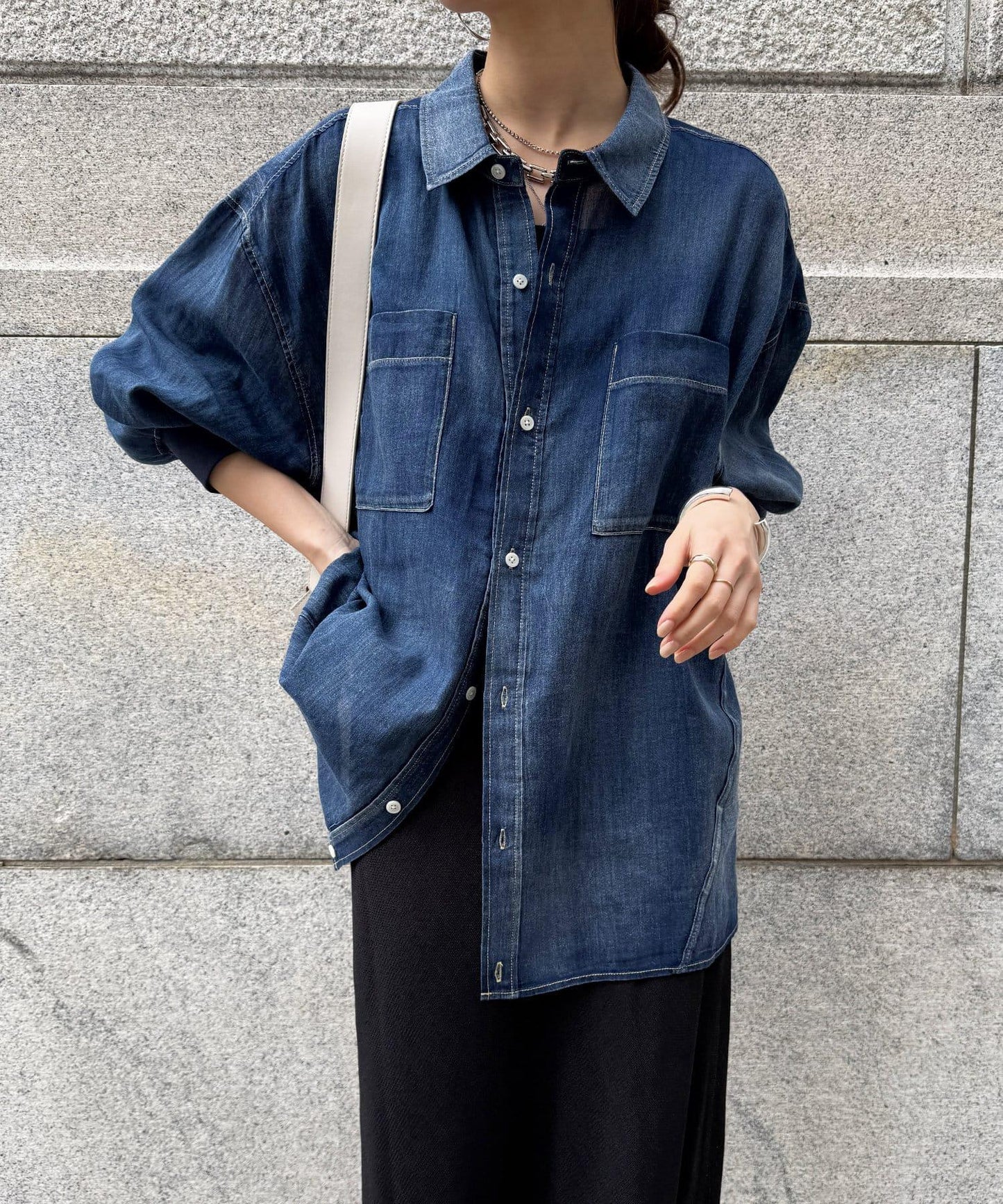 袖口彈力牛仔襯衫