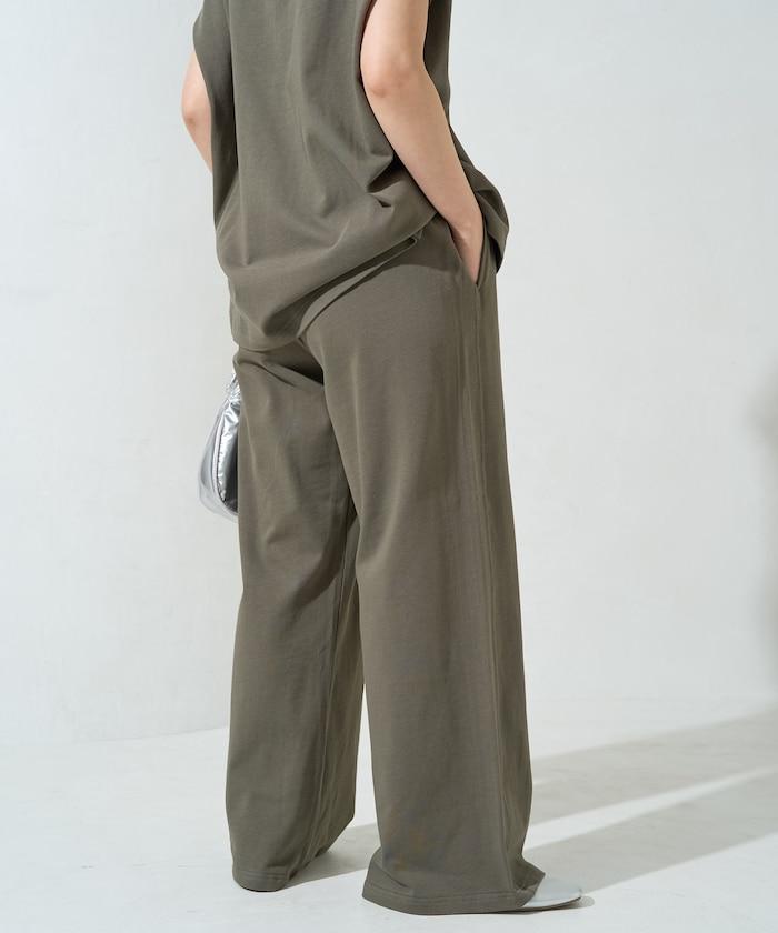 V領法式短袖褲裝套裝(T恤衫·休閒褲)