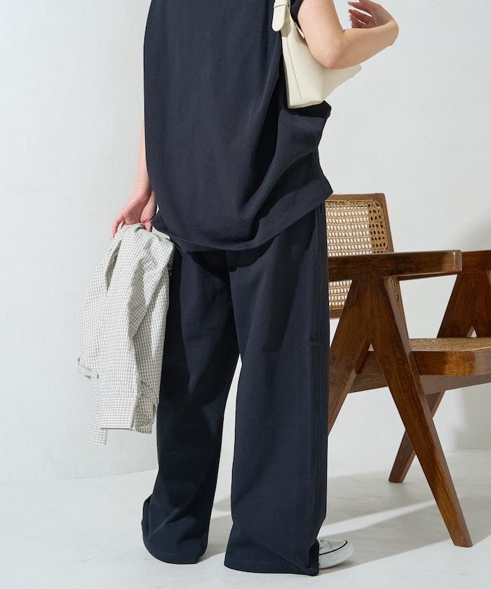 V領法式短袖褲裝套裝(T恤衫·休閒褲)