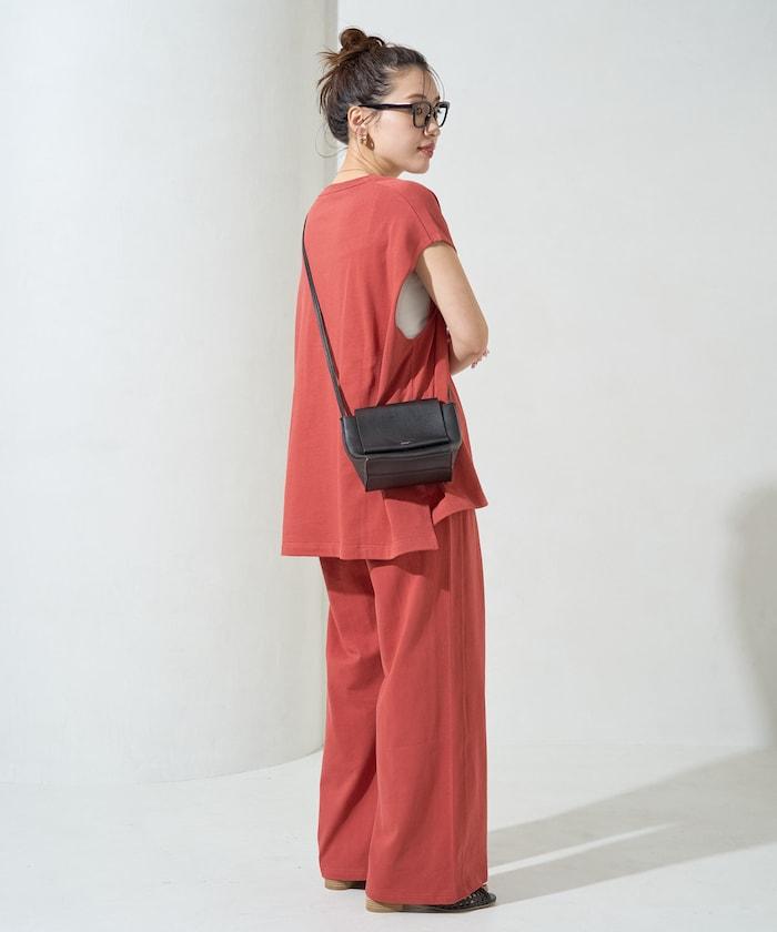 V領法式短袖褲裝套裝(T恤衫·休閒褲)