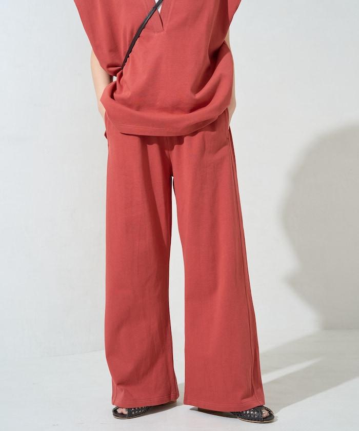 V領法式短袖褲裝套裝(T恤衫·休閒褲)