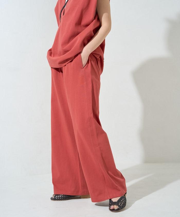 V領法式短袖褲裝套裝(T恤衫·休閒褲)