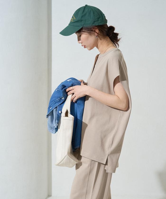 V領法式短袖褲裝套裝(T恤衫·休閒褲)