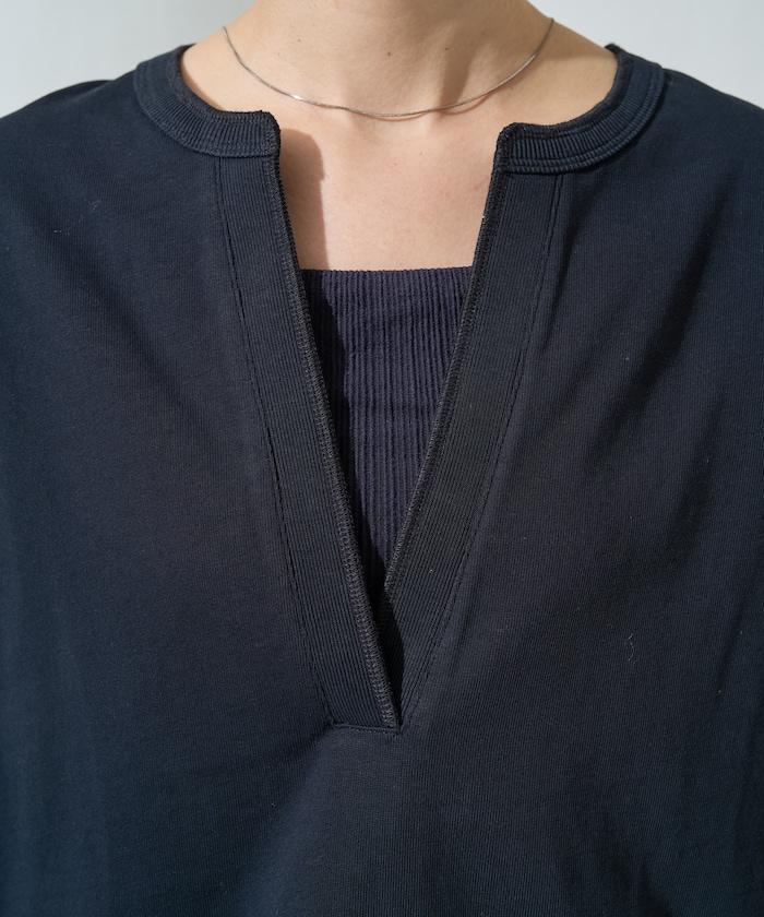 V領法式短袖褲裝套裝(T恤衫·休閒褲)