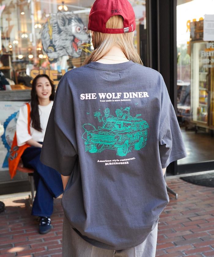 SHE WOLF DINER×FREAK'S STORE/海狼餐廳 聯名 大尺寸 後背印花T恤/CAR