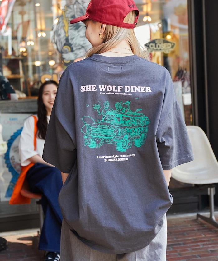 SHE WOLF DINER×FREAK'S STORE/海狼餐廳 聯名 大尺寸 後背印花T恤/CAR