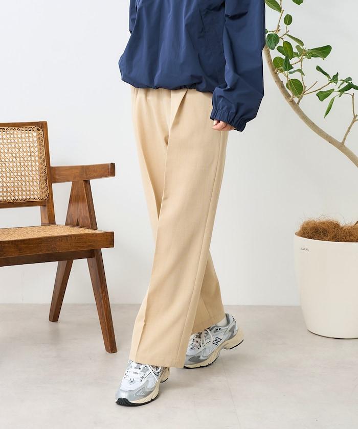 亞麻觸感 褶皺 寬鬆褲